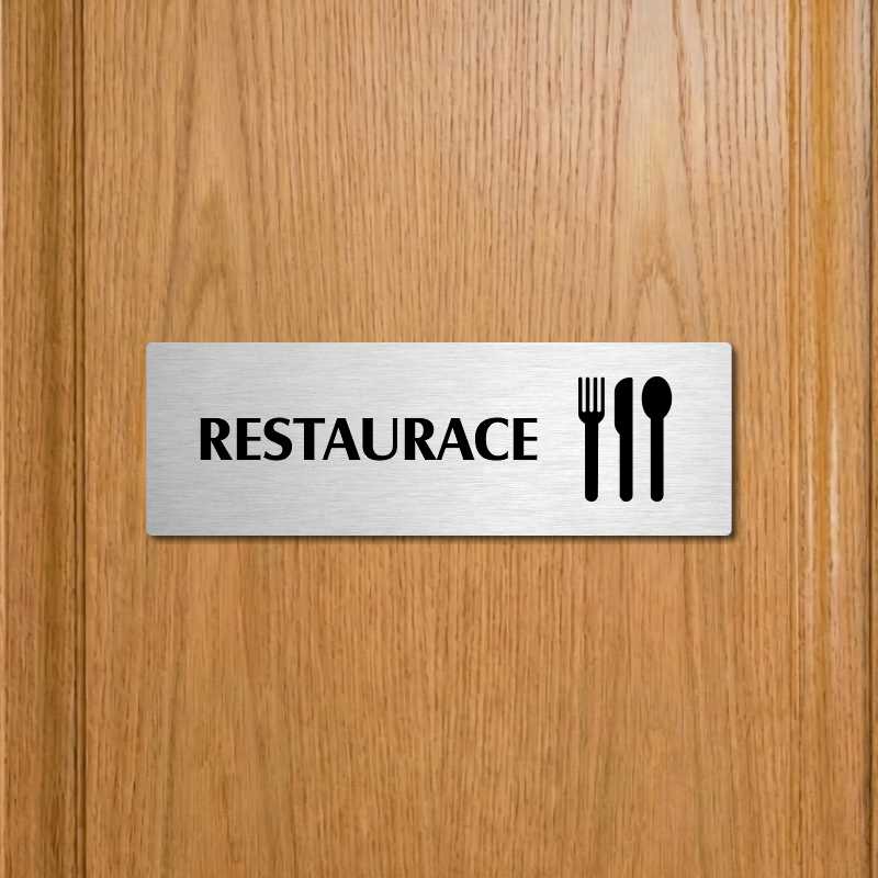 Restaurace, 200x66mm, zlatá popiska s okrasným rámečkem  